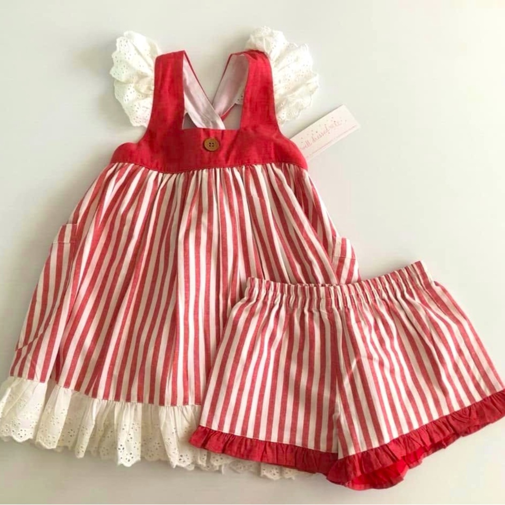 Well Dressed Wolf Red Striped Chambray Tunic Set